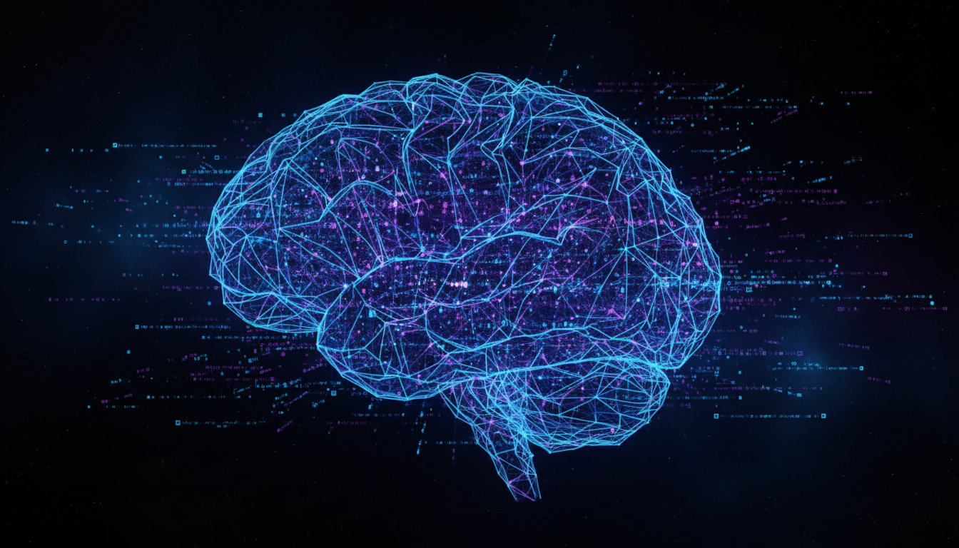 AI 신경망이 데이터를 처리하는 추상적 이미지