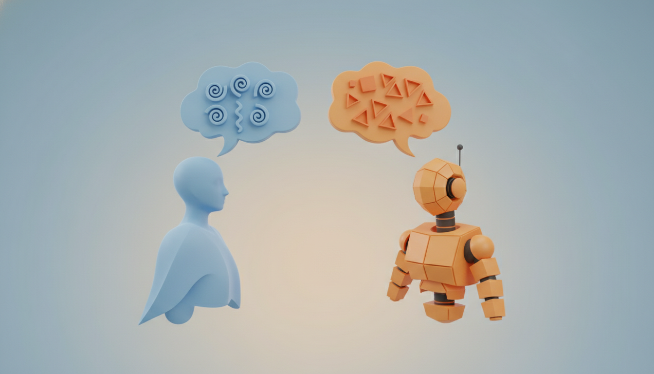 AI와 사람 간의 소통 단절 개념 이미지 — ChatGPT 답변 이상함 원인