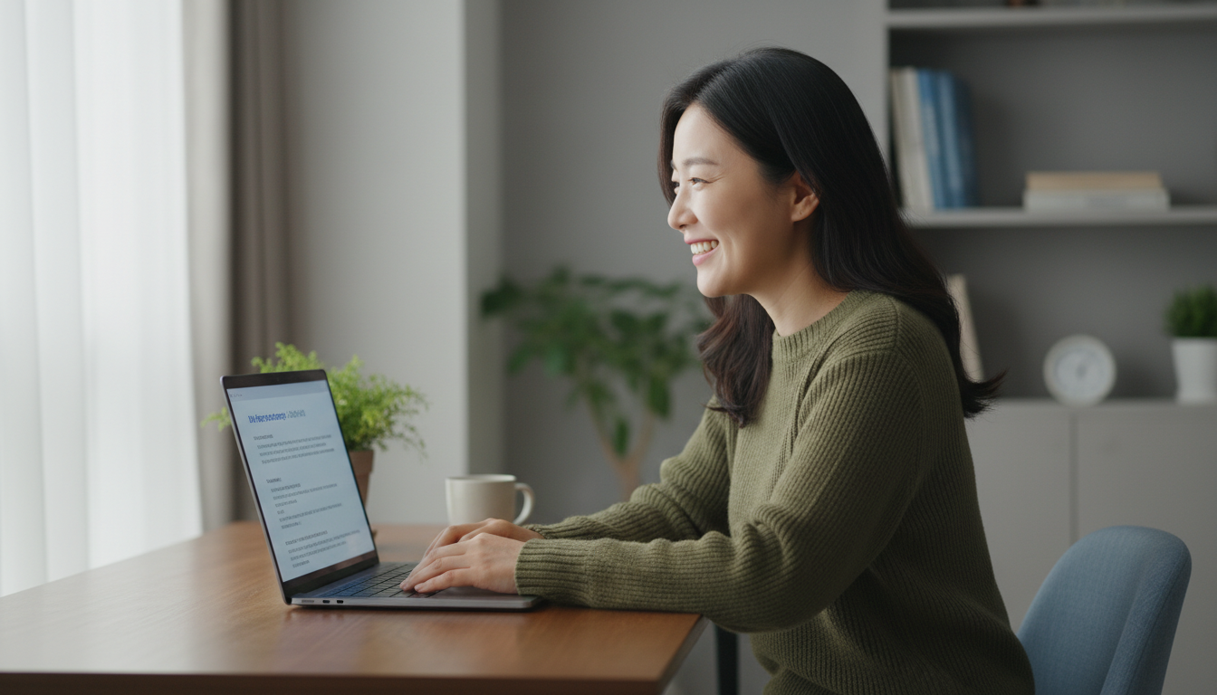 올바른 AI 답변을 받고 만족하는 직장인