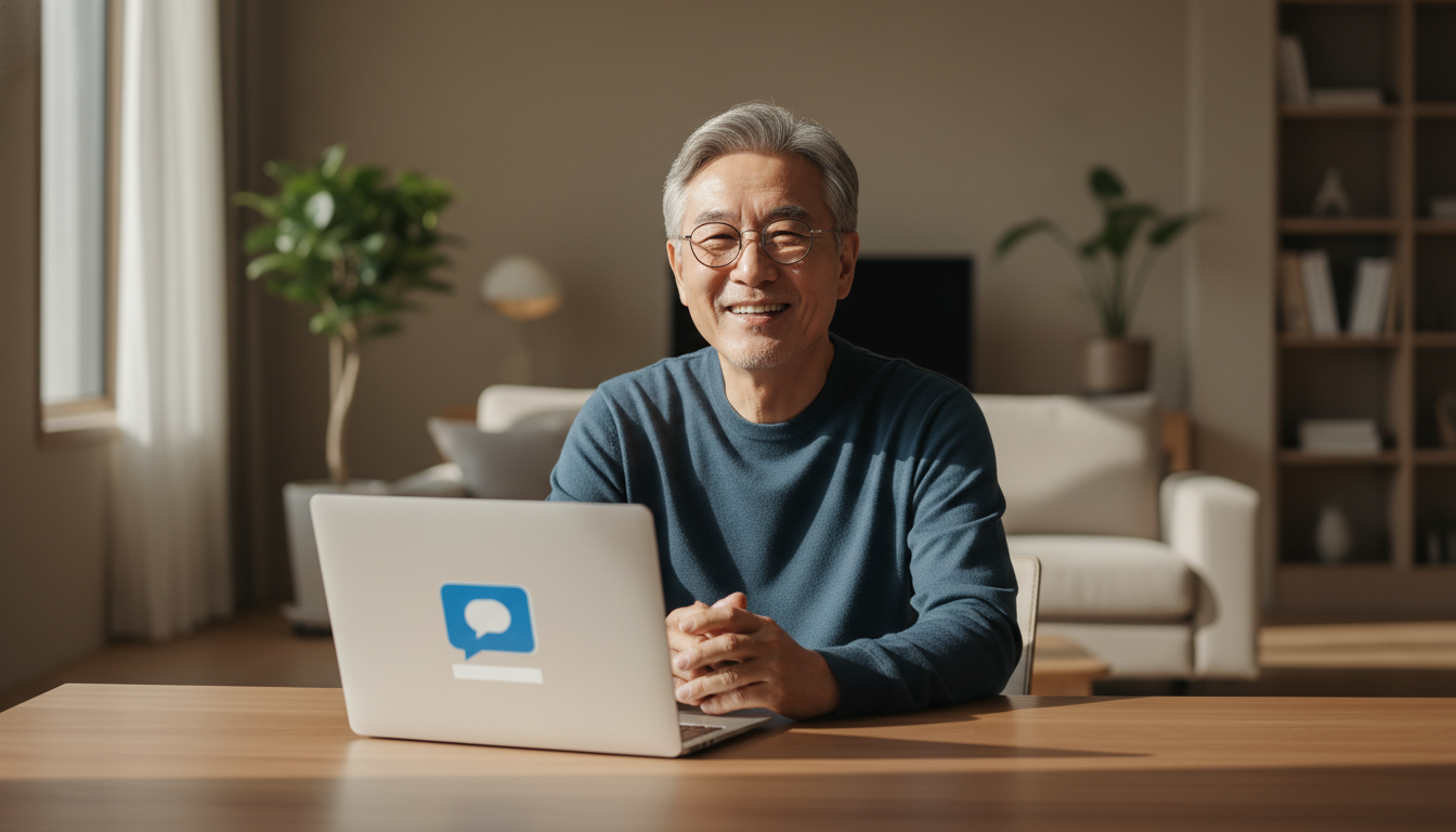 AI를 자신감 있게 활용하는 60대 남성