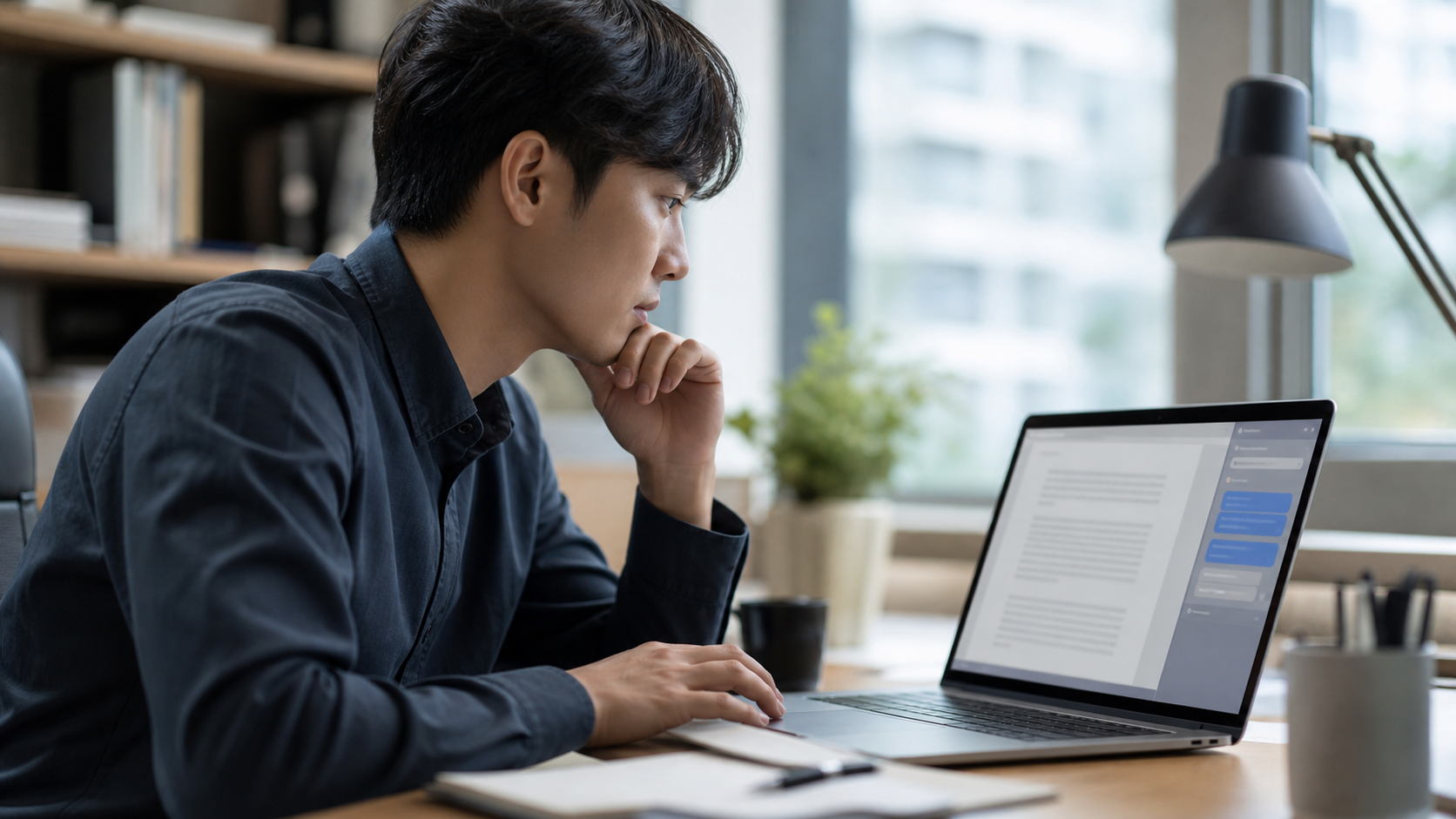 AI를 업무에 능숙하게 활용하게 된 직장인의 모습