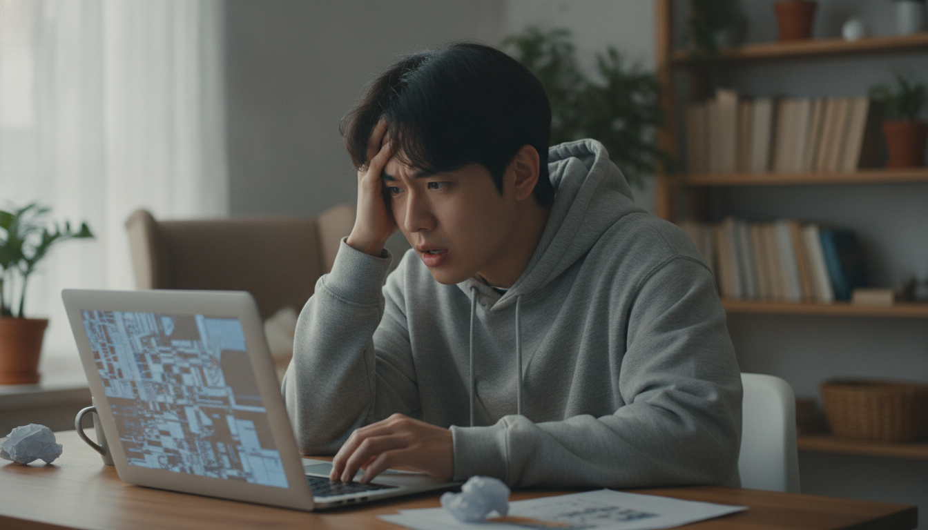 프롬프트 초보가 같은 AI로 다른 결과를 받고 고민하는 모습