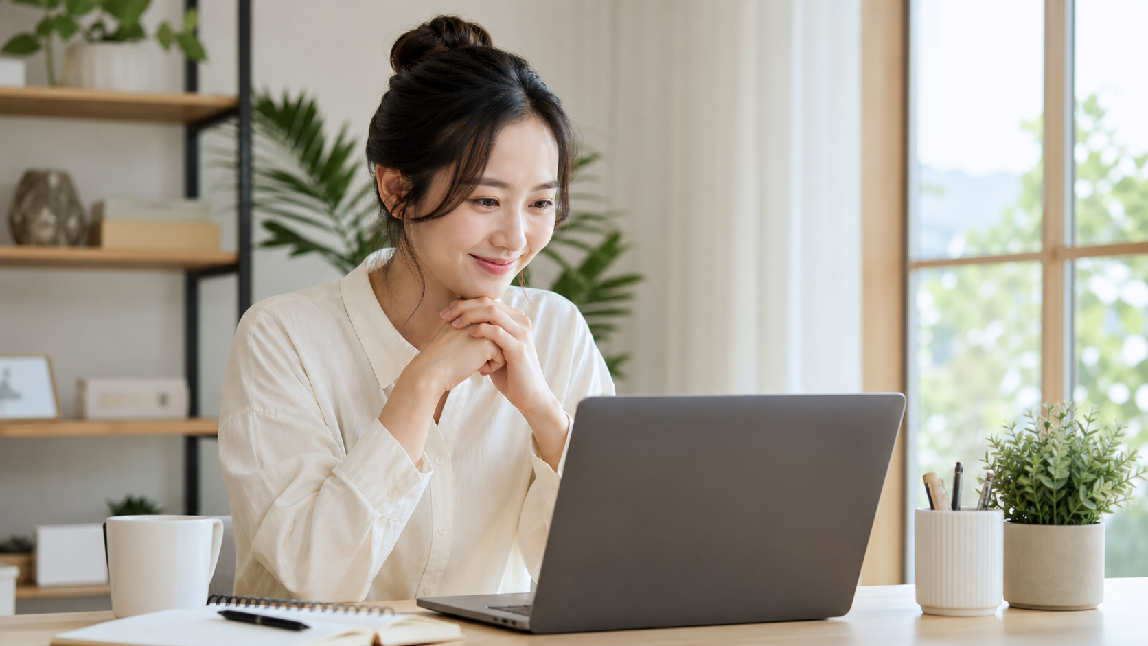 블로그 글 발행 완료 후 결과를 확인하는 한국인 크리에이터