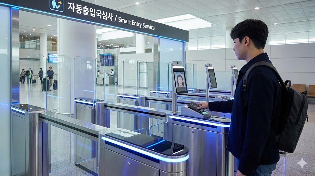 자동출입국심사대 - 여권 스캔과 얼굴 인식 게이트