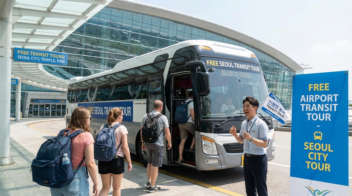 무료 환승 투어 버스 - 공항에서 출발하는 관광 버스