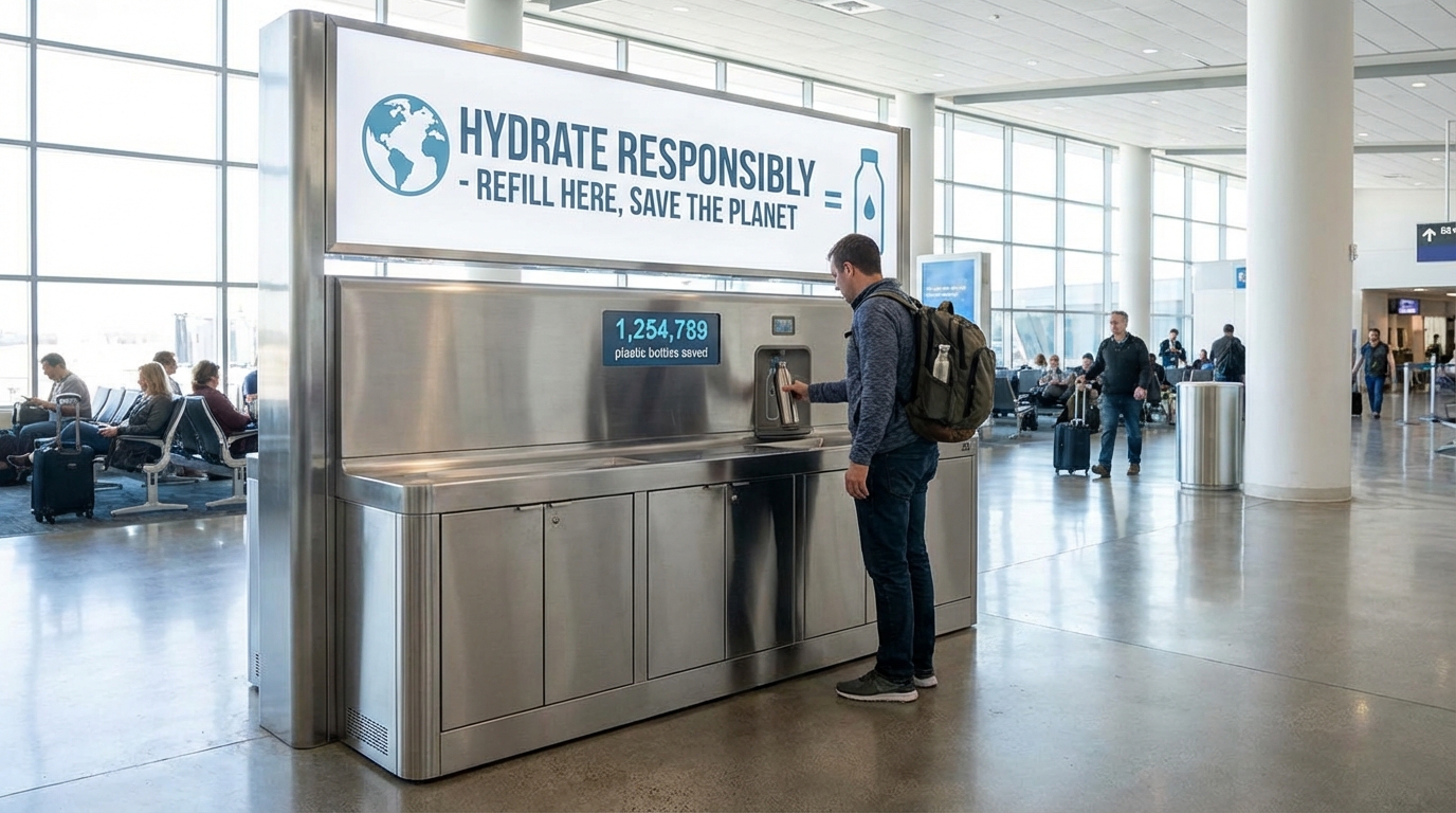 공항 음수대 - 무료로 물을 마실 수 있는 정수기