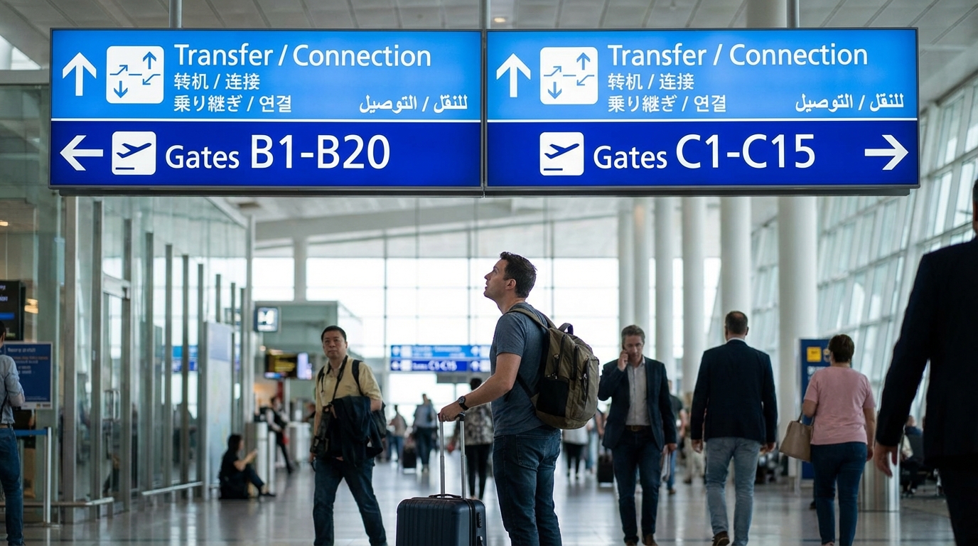 공항 환승 표지판 - Transfer 안내 표시