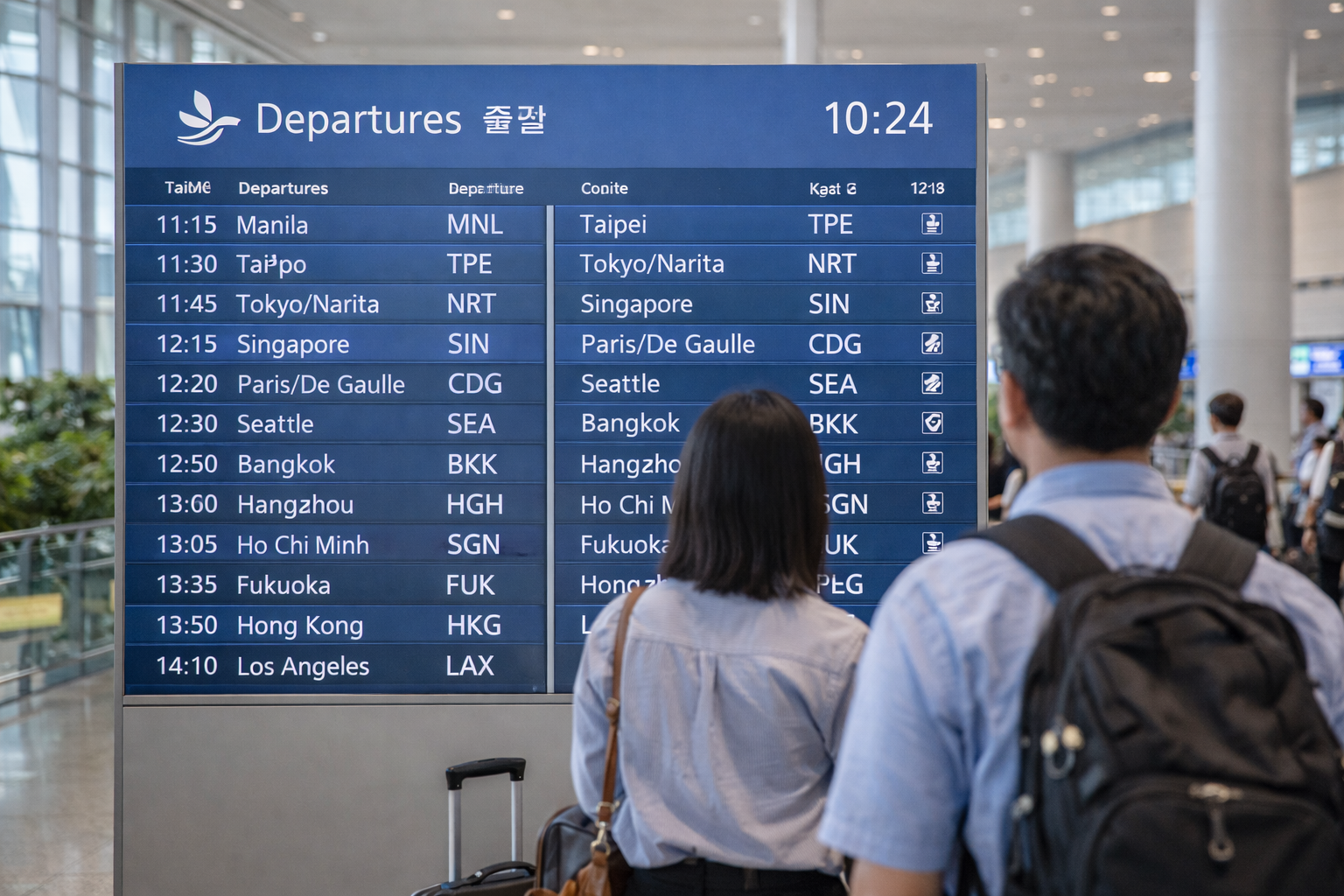 수하물 태그에 표시된 ICN 코드 클로즈업