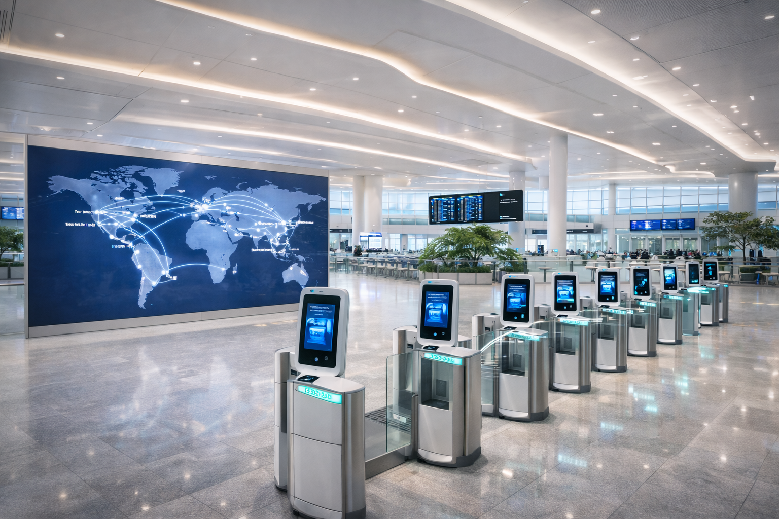 공항 터미널에서 승객과 대화하는 안내 로봇