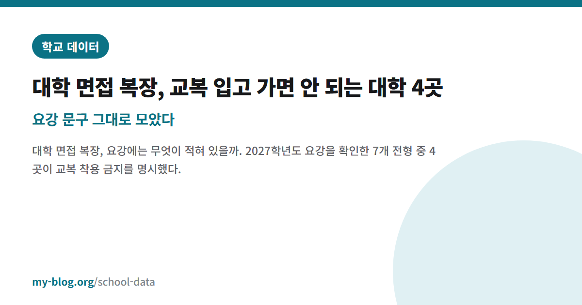 대학 면접 복장, 교복 입고 가면 안 되는 대학 4곳 — 요강 문구 그대로 모았다 — 학교 데이터 대표 이미지