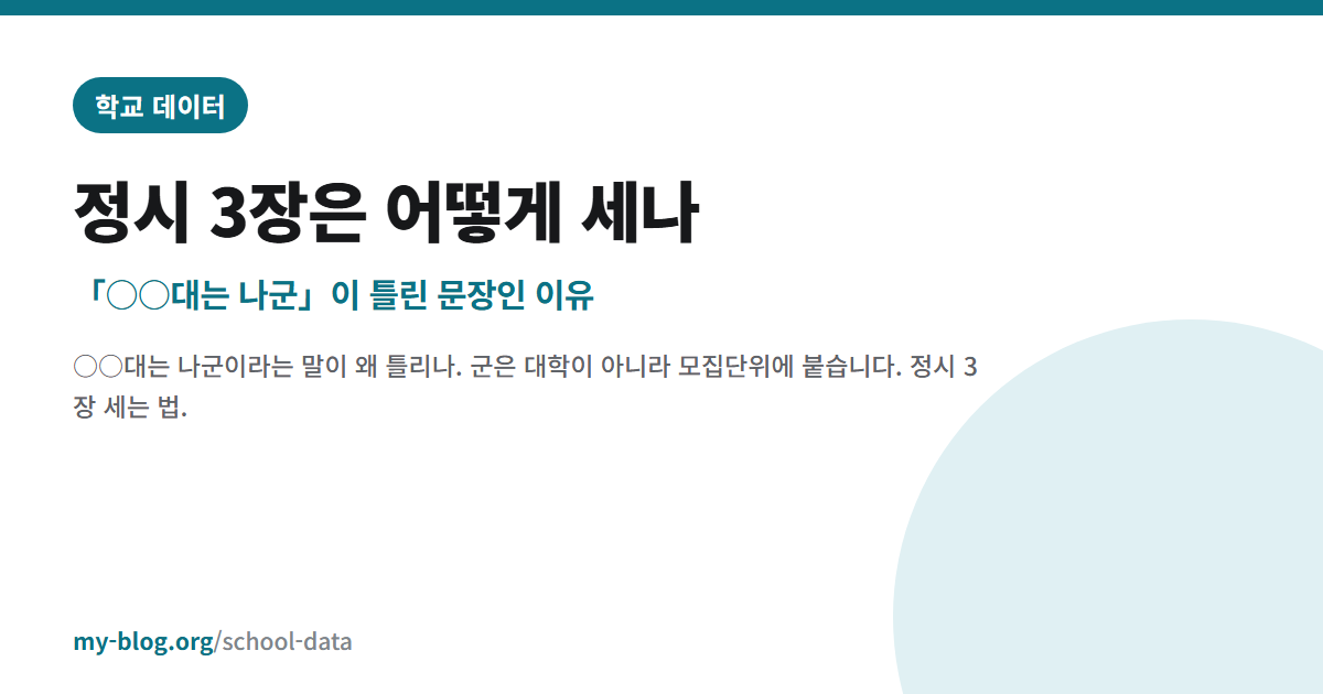 정시 3장은 어떻게 세나 — 「○○대는 나군」이 틀린 문장인 이유 — 학교 데이터 대표 이미지