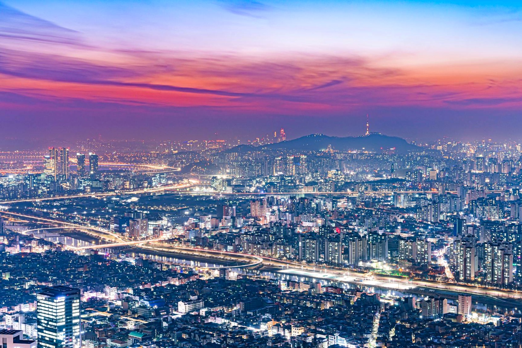 서울 저녁 도심 풍경