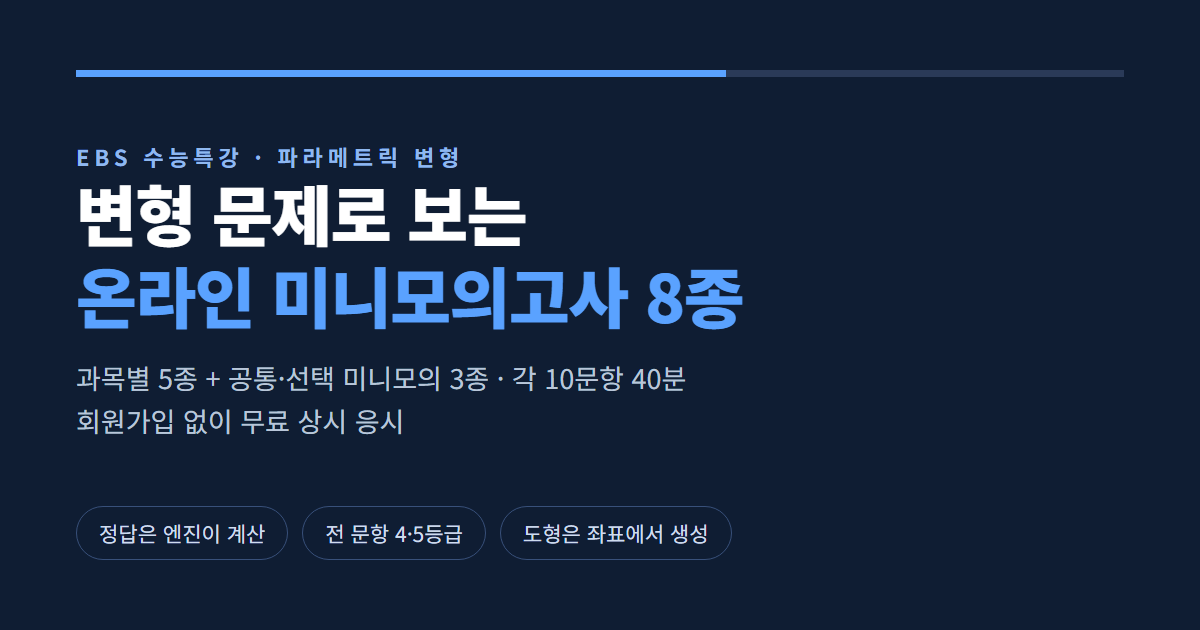 EBS 수능특강 변형 문제 온라인 미니모의고사 8종 안내 이미지